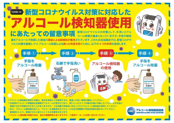 新型コロナウイルス対策に対応したアルコール検知器使用について