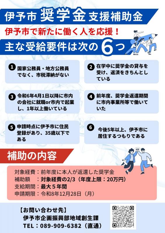 伊予市奨学金返還支援補助金ちらし(表)